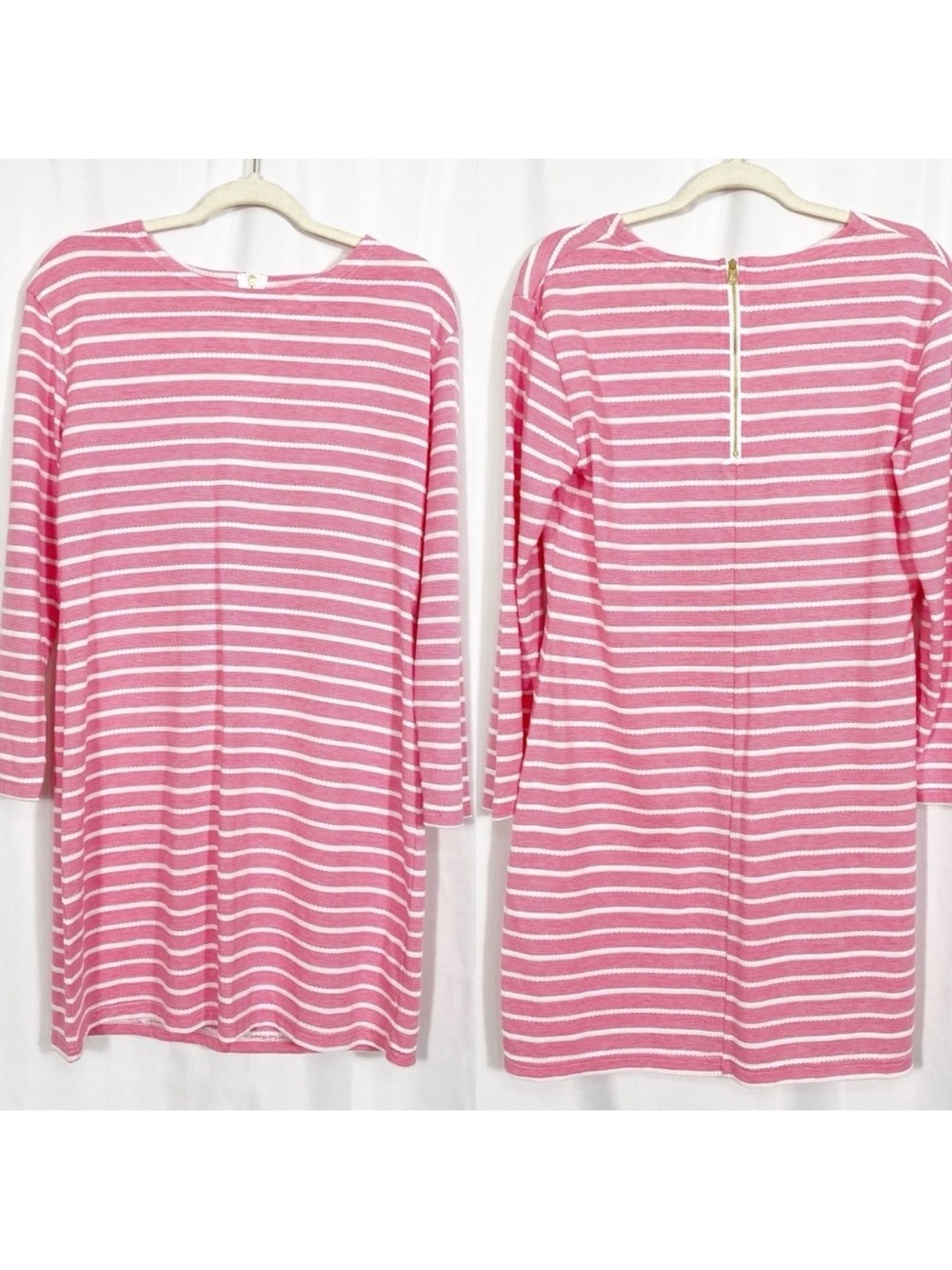 Sail To Sable Textured Knit Nautical Preppy Striped Shift Dress: Pink White